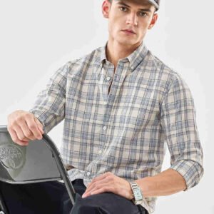 Linen Blend Checks Slim Fit Shirt 1299