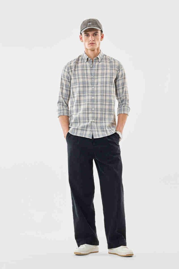 Linen Blend Checks Slim Fit Shirt 1299 - Image 4